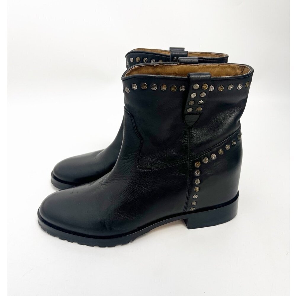 SAINT NOEMI BLACK LEATHER Studded ANKLE BOOTS Sz 9 New